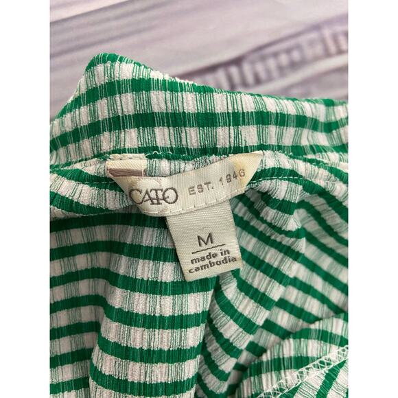Cato One Shoulder Ruffle Blouse Top Women Size Medium Green Gingham Stretch - Picture 5 of 12
